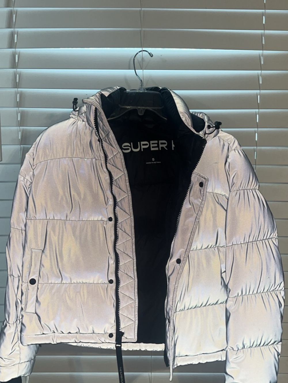 Aritzia Reflective Silver Puffer Jacket